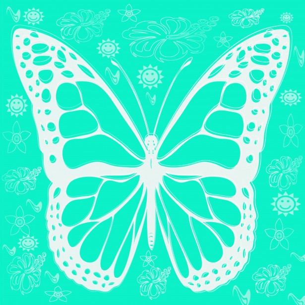 digital artistic graphic blue white inverted butterfly