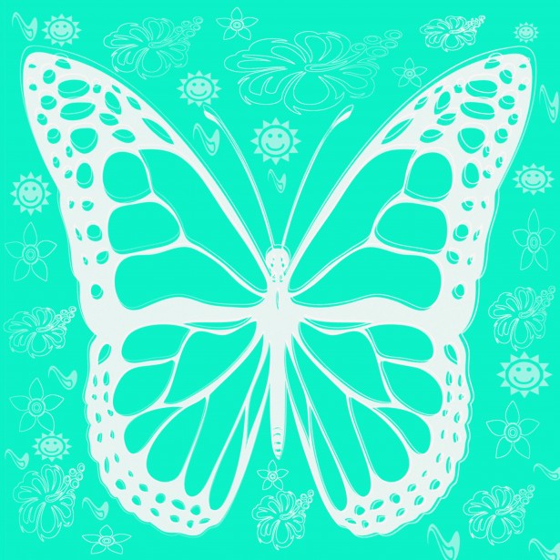 digital artistic graphic blue white inverted butterfly