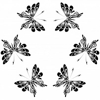 butterflies flying b&w clipart image