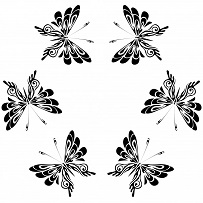 butterflies flying b&w clipart image