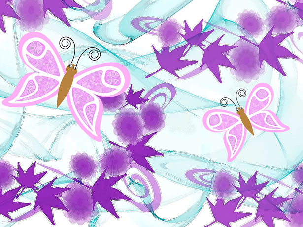 pastel pink butterflies and flowers digital art